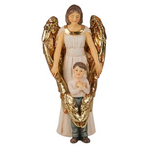 Guardian Angel with Boy  4" Resin Statue