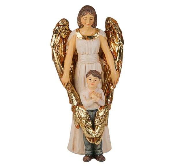 Guardian Angel with Boy  4" Resin Statue