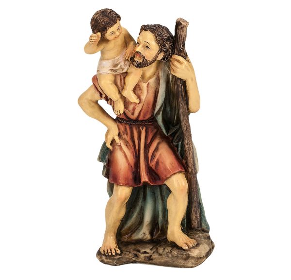 Saint Christopher with Jesus 4" Resin Statue