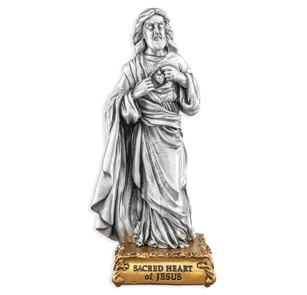 Sacred Heart of Jesus 4.5" Pewter Statue