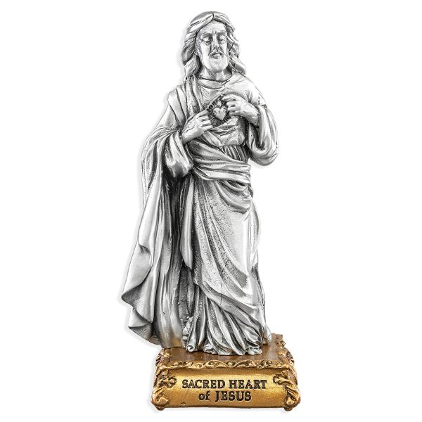 Sacred Heart of Jesus 4.5" Pewter Statue