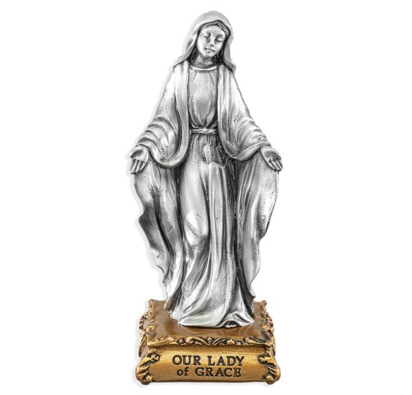 Our Lady of Grace 4.5" Pewter Statue
