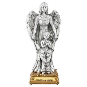 Guardian Angel with Boy 4.5" Pewter Statue