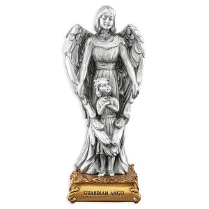 Guardian Angel with Girl 4.5" Pewter Statue