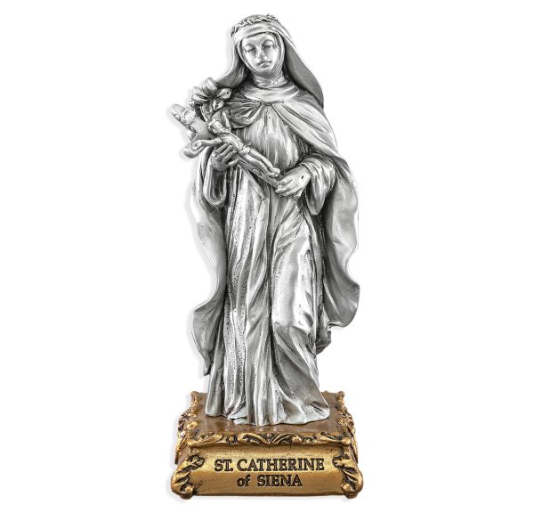 St. Catherine of Sienna 4.5" Pewter Statue
