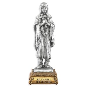St. Kateri Tekakwitha 4.5" Pewter Statue