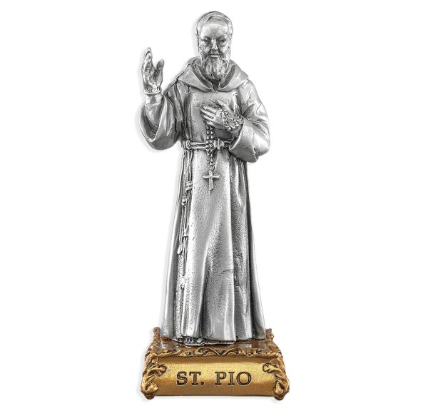 St. Padre Pio 4.5" Pewter Statue