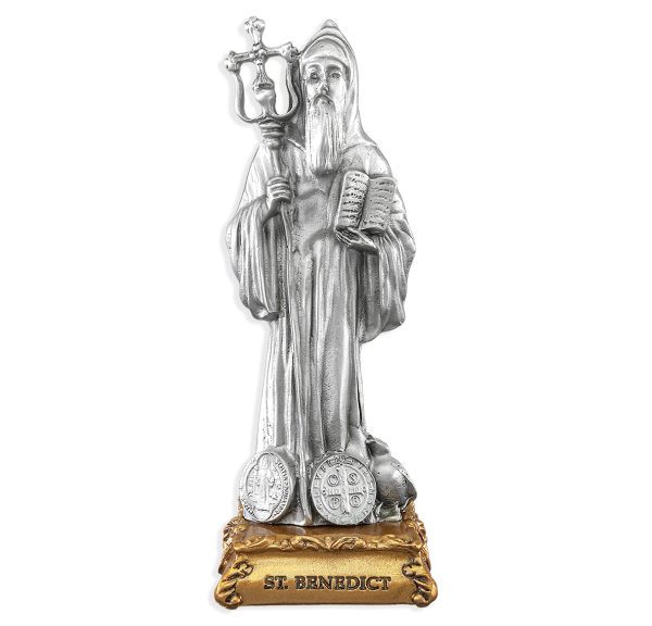 St. Benedict the Abbott 4.5" Pewter Statue