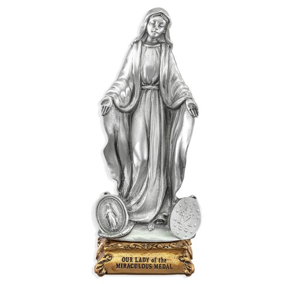 Our Lady of the Miraculous Medal 4.5" Pewter Statue