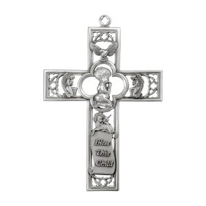 6" Pewter Praying Boy Cross