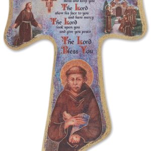 14" Franciscan Gold Embossed Tau Wall Cross