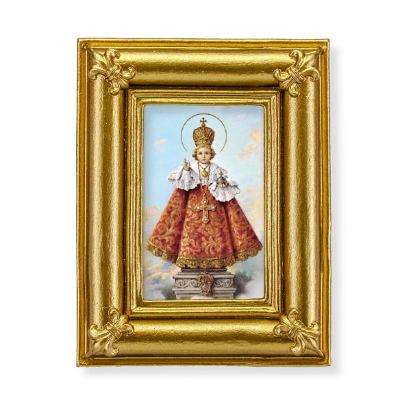 Infant of Prague 3-3/4" x 4-1/2" Italian Gold-Stamped Table Top Art