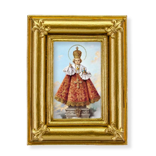 Infant of Prague 3-3/4" x 4-1/2" Italian Gold-Stamped Table Top Art