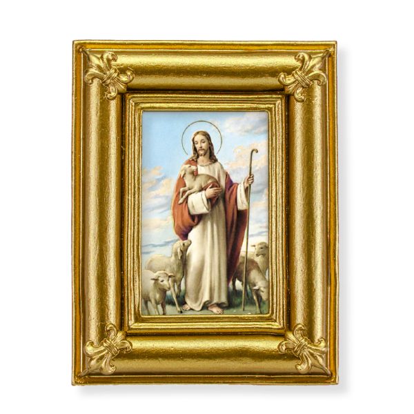 Good Shepherd 3-3/4" x 4-1/2" Italian Gold-Stamped Table Top Art