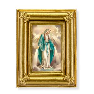 Devotions of the Our Lady of Grace 3-3/4" x 4-1/2" Italian Gold-Stamped Table Top Art
