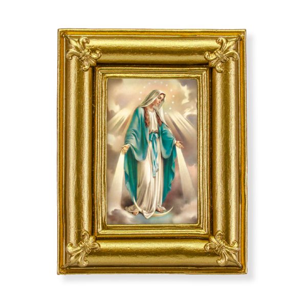 Devotions of the Our Lady of Grace 3-3/4" x 4-1/2" Italian Gold-Stamped Table Top Art