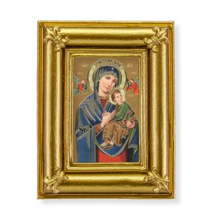 Our Lady of Perpetual Help 3-3/4" x 4-1/2" Italian Gold-Stamped Table Top Art