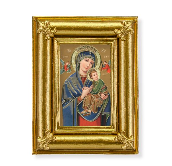 Our Lady of Perpetual Help 3-3/4" x 4-1/2" Italian Gold-Stamped Table Top Art