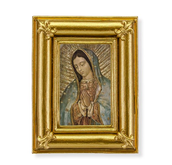 Our Lady of Guadalupe 3-3/4" x 4-1/2" Italian Gold-Stamped Table Top Art