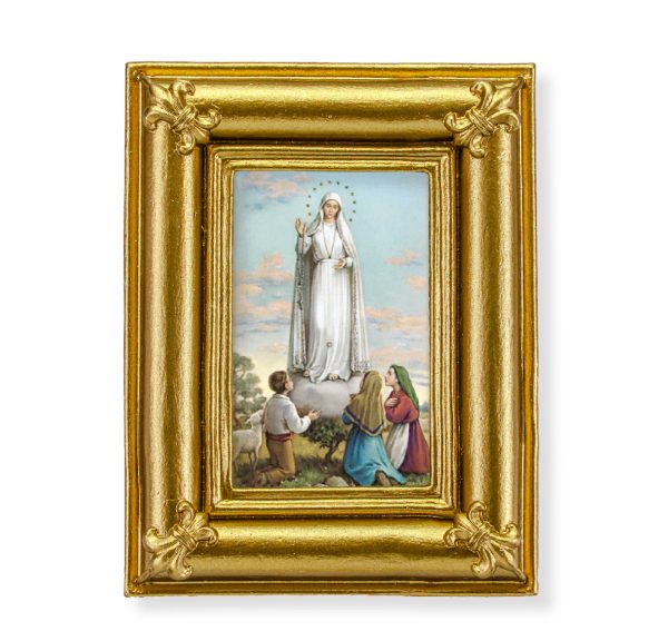 Our Lady of Fatima 3-3/4" x 4-1/2" Italian Gold-Stamped Table Top Art