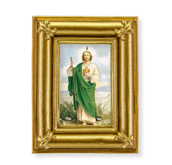 St. Jude 3-3/4" x 4-1/2" Italian Gold-Stamped Table Top Art