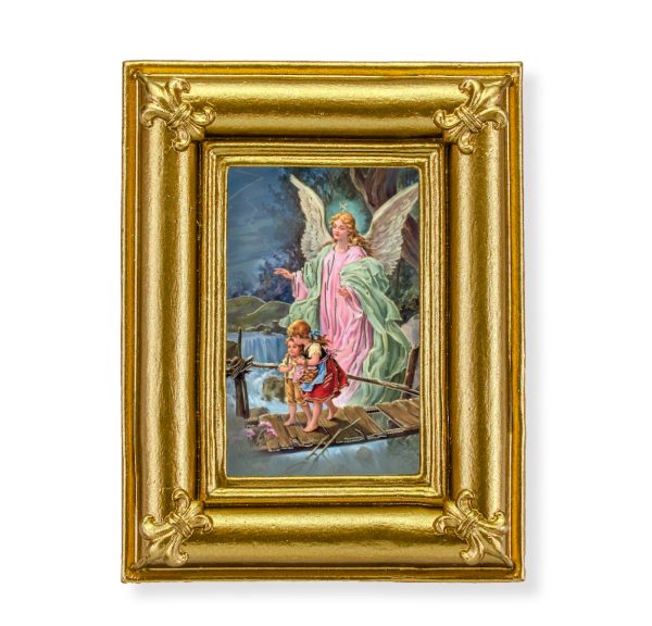 Guardian Angel 3-3/4" x 4-1/2" Italian Gold-Stamped Table Top Art