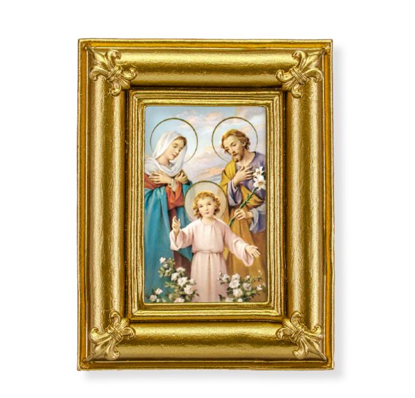 Holy Family 3-3/4" x 4-1/2" Italian Gold-Stamped Table Top Art