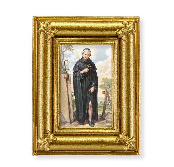St. Peregrine 3-3/4" x 4-1/2" Italian Gold-Stamped Table Top Art