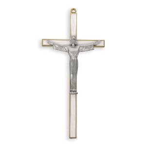 7" Gold Plated Pearlized Wall Crucifix