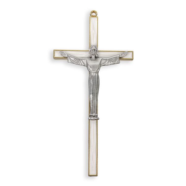 7" Gold Plated Pearlized Wall Crucifix