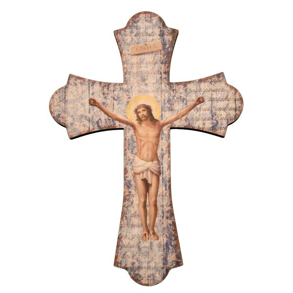 10" Crucifixion Laser Cut Wood Vintage Cross