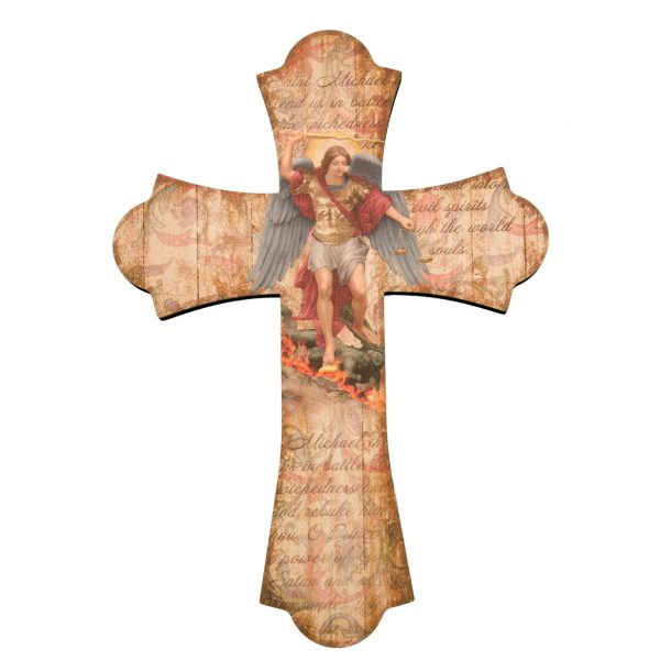 10" St. Michael Wood Vintage Cross