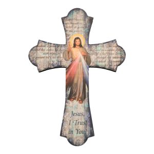 12" Divine Mercy Wood Cross