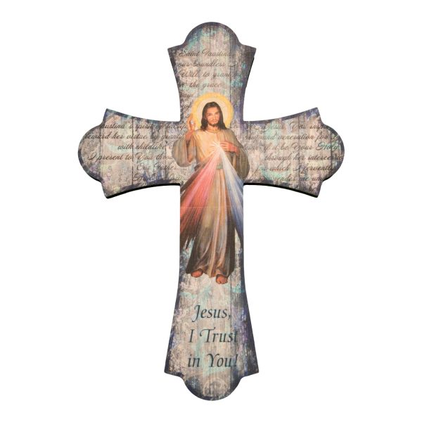 12" Divine Mercy Wood Cross