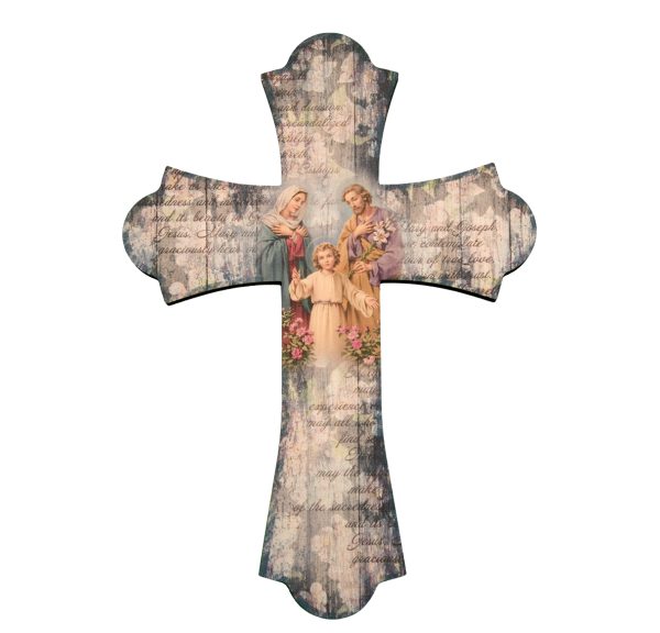 12" Holy Family Wood Cross