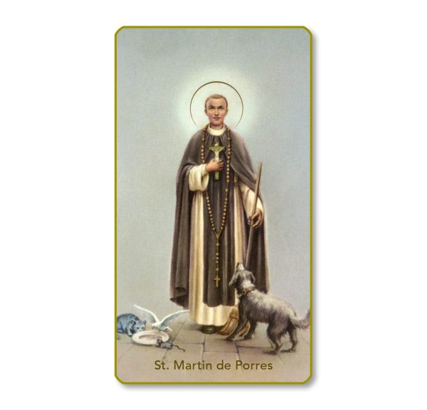 Saint Martin De Porres Gold Edge Blank Paper Prayer Card (pack of 100)