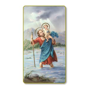 Saint Christopher Gold Edge Blank Paper Prayer Card (pack of 100)