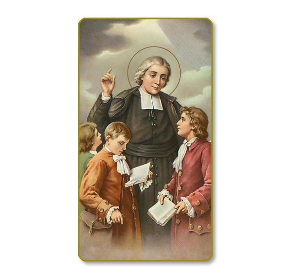 St John Baptist De La Salle Gold Edge Blank Paper Prayer Card (pack of 100)