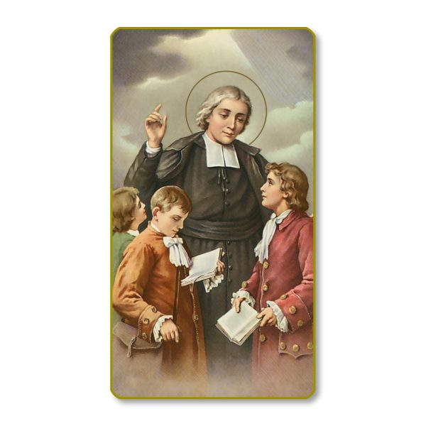 St John Baptist De La Salle Gold Edge Blank Paper Prayer Card (pack of 100)
