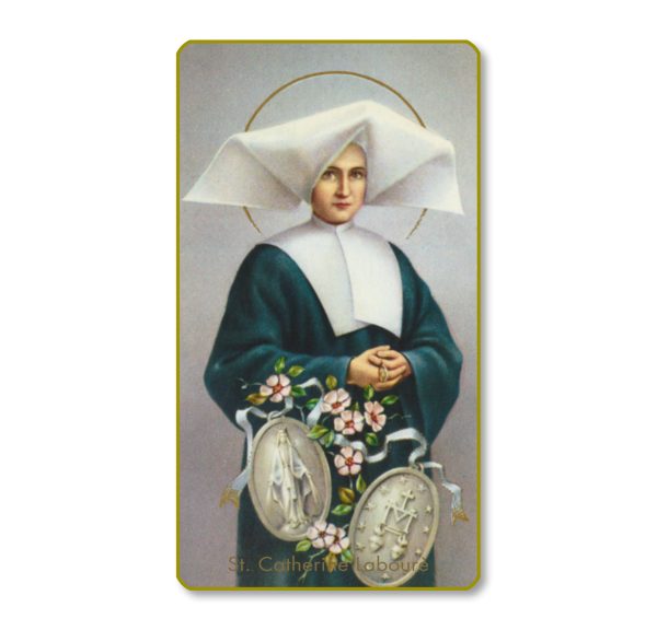 Saint Catherine Laboure Gold Edge Blank Paper Prayer Card (pack of 100)