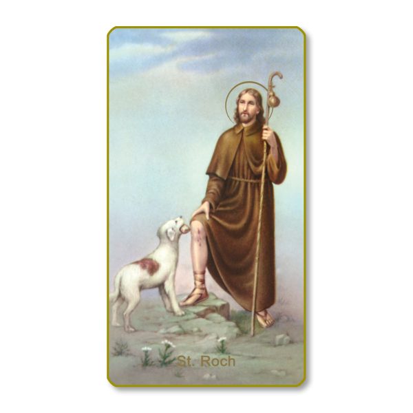 Saint Roque Gold Edge Blank Paper Prayer Card (pack of 100)