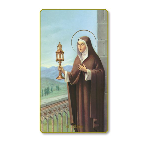 Saint Clare Gold Edge Blank Paper Prayer Card (pack of 100)
