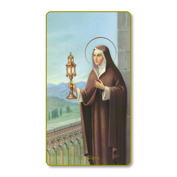Saint Clare Gold Edge Blank Paper Prayer Card (pack of 100)