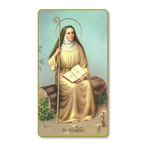 Saint Monica Gold Edge Blank Paper Prayer Card (pack of 100)