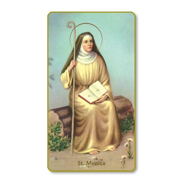 Saint Monica Gold Edge Blank Paper Prayer Card (pack of 100)