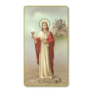 Saint Barbara Gold Edge Blank Paper Prayer Card (pack of 100)