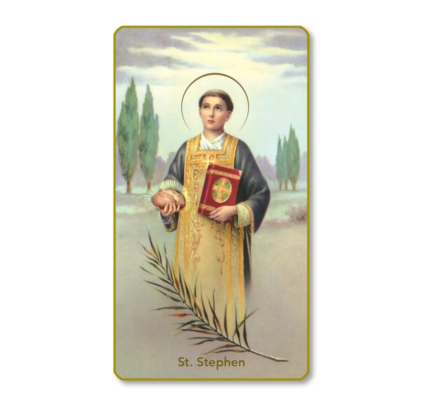 Saint Stephen Gold Edge Blank Paper Prayer Card (pack of 100)
