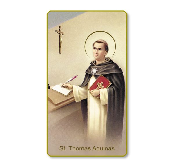 Saint Thomas Aquinas Gold Edge Blank Paper Prayer Card (pack of 100)