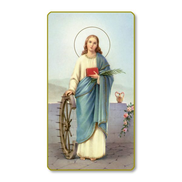 Saint Catherine Gold Edge Blank Paper Prayer Card (pack of 100)