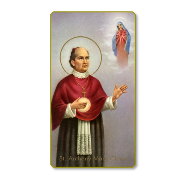 Saint Anthony May Claret Gold Edge Blank Paper Prayer Card (pack of 100)